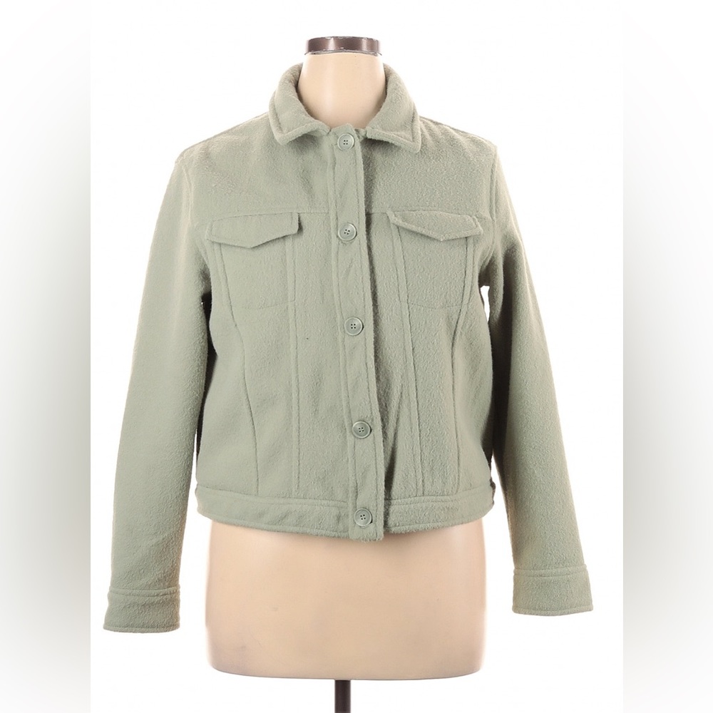 Joie Anthropologie Soft Fleece Boxy Shacket in Sage Green (jacket)